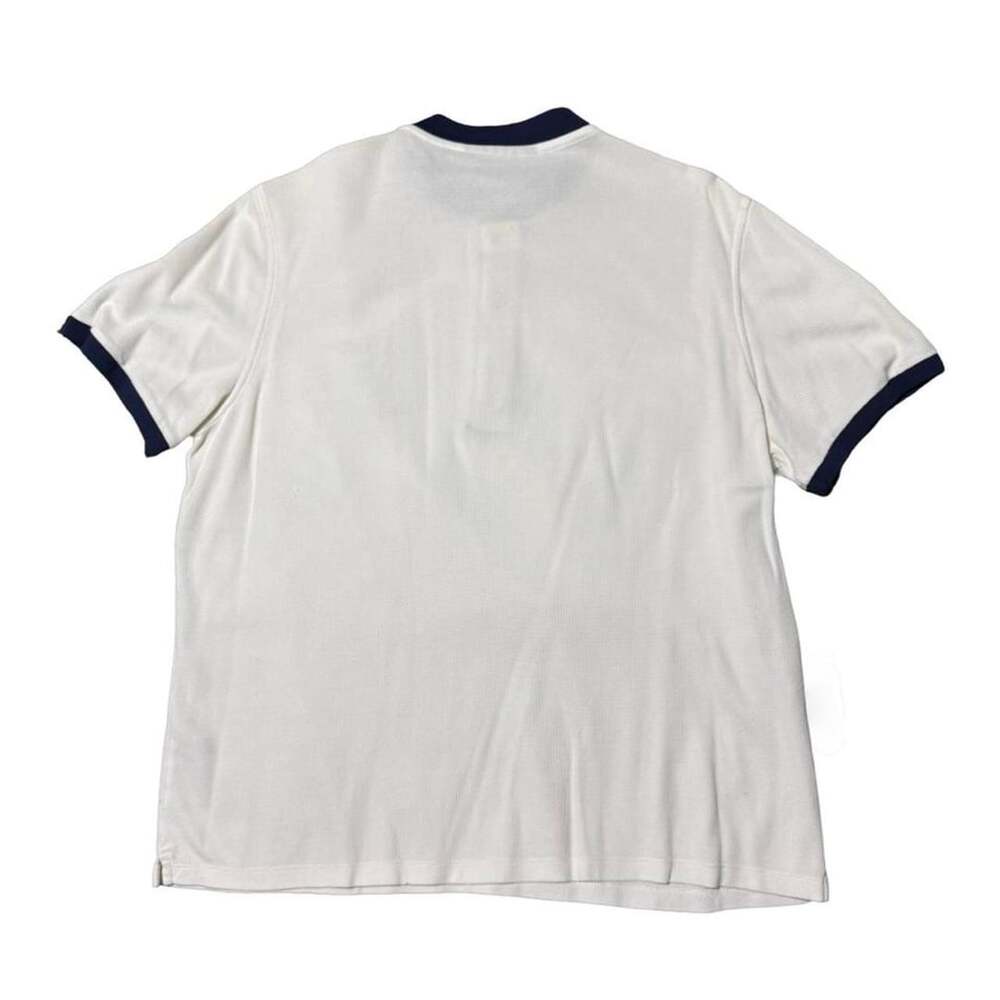 Burberry London England Polo Shirt Size L White Navy Blue Pique - Picture 2 of 7